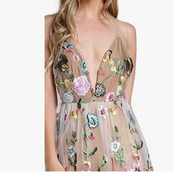 Embroidered Mesh Maxi Dress Boutique - Picture 4 of 8